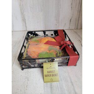Hallmark Harvest Napkin Basket pumpkin gourds fall home decor‎
